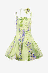 Lorena Puff Mini Dress - Wisteria Print Dress Mini