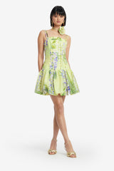 Lorena Puff Mini Dress - Wisteria Print Dress Mini