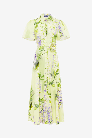 Exclusive LEO LIN Bianca Short Sleeve Midi Dress - Wisteria Print