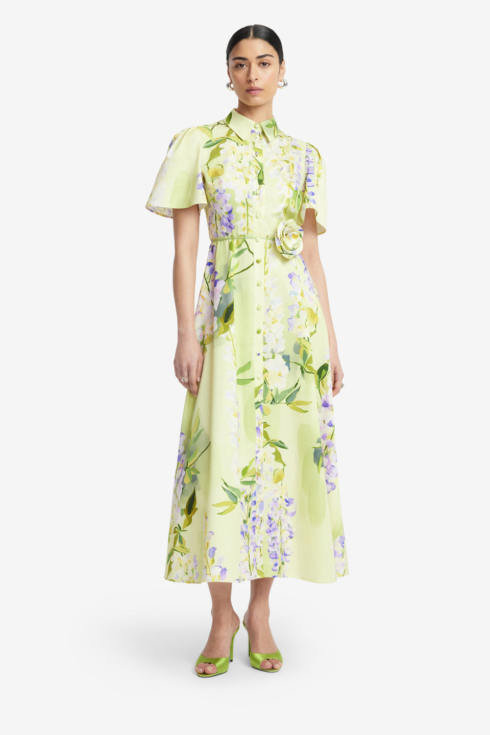 Exclusive LEO LIN Bianca Short Sleeve Midi Dress - Wisteria Print