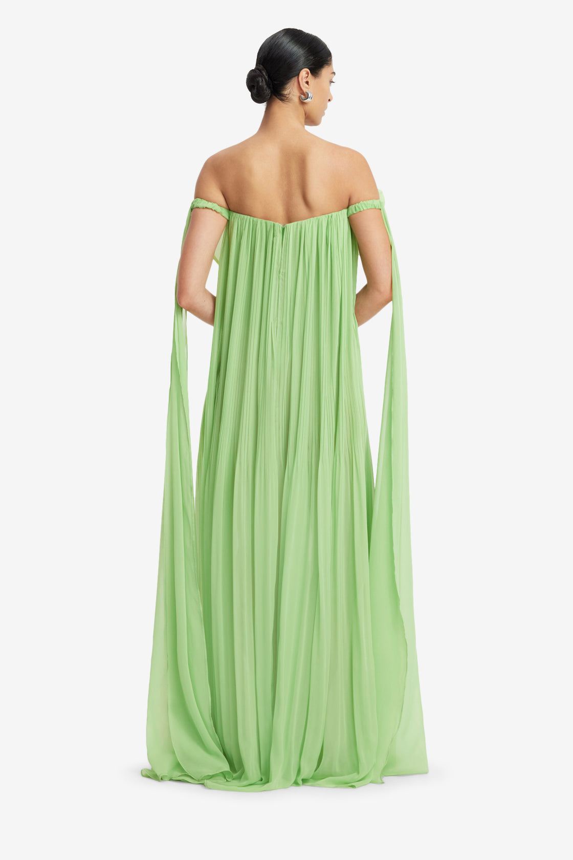 Exclusive LEO LIN Jaclyn Draped Floor Length Dress - Juniper Green