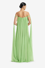 Jaclyn Draped Floor Length Dress - Juniper Green Dress Maxi