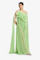 Jaclyn Draped Floor Length Dress - Juniper Green Dress Maxi
