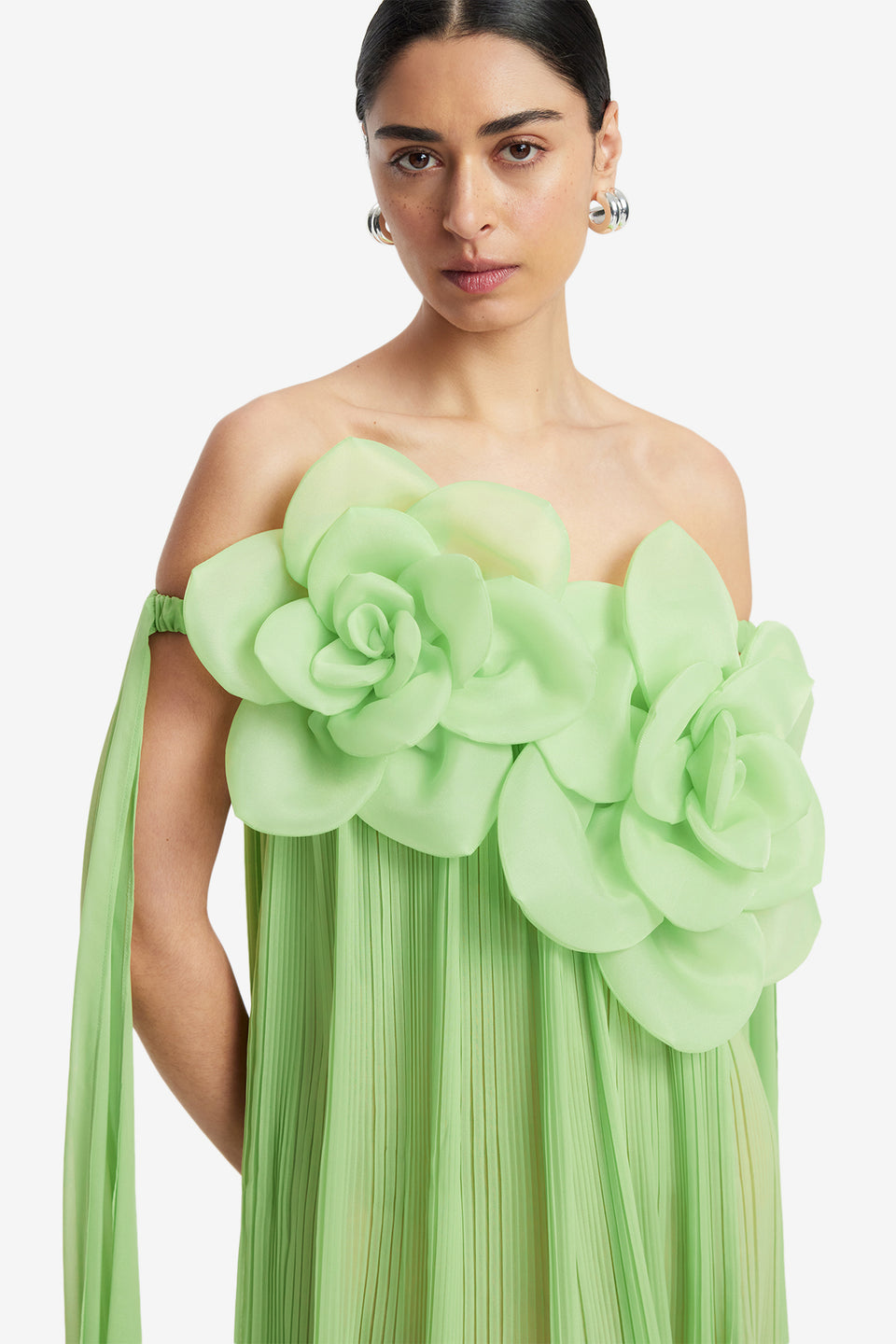 Exclusive LEO LIN Jaclyn Draped Floor Length Dress - Juniper Green