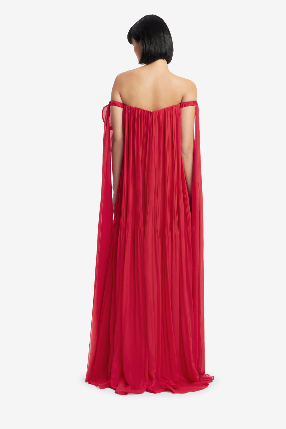 Exclusive LEO LIN Jaclyn Draped Floor Length Dress - Scarlet