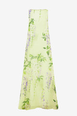 Yumei Embellished Open Back Gown - Wisteria Print Dress Maxi