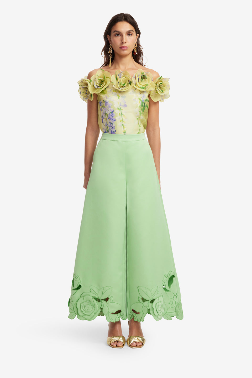 Exclusive LEO LIN Theodora Applique Pants - Juniper Green