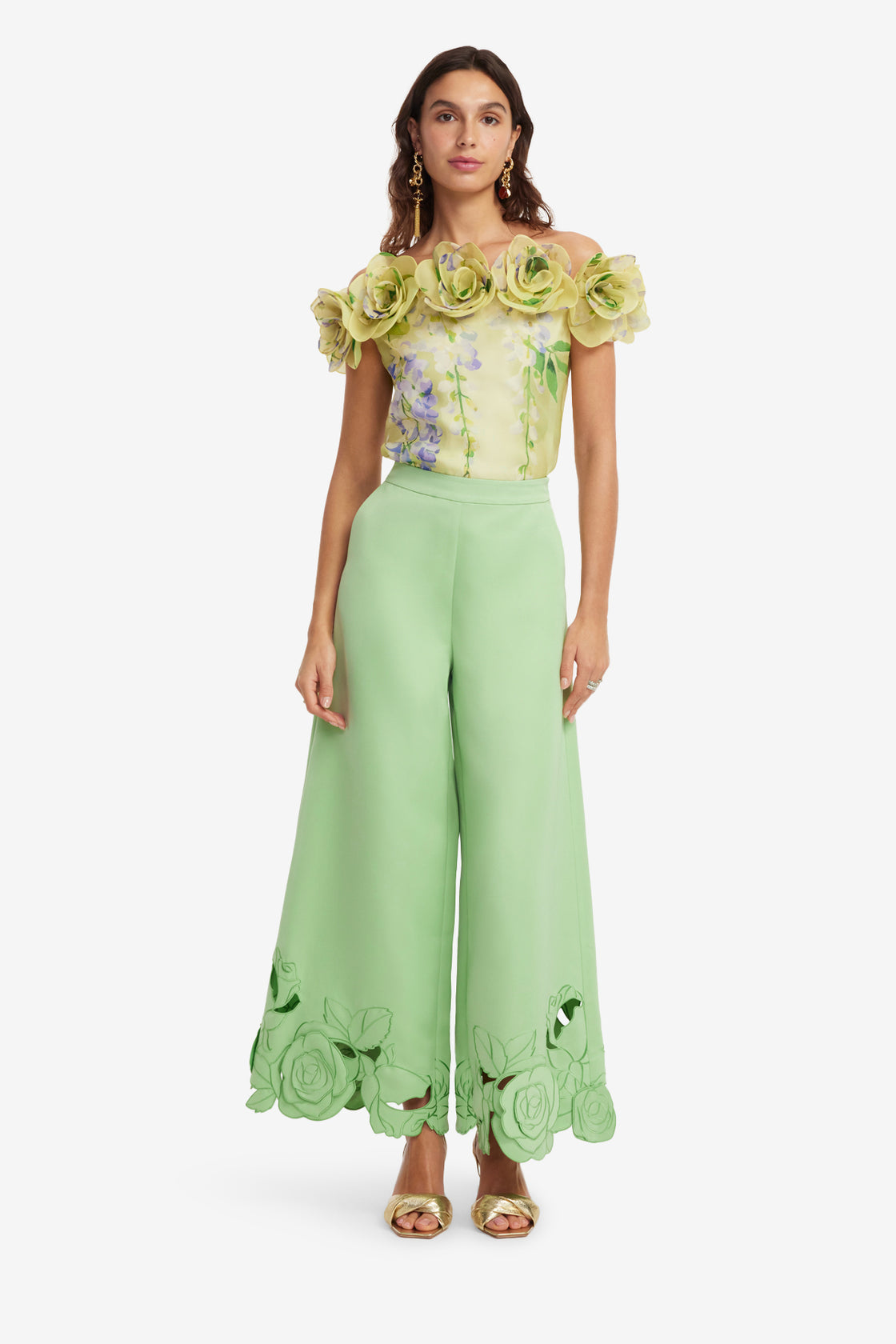Exclusive LEO LIN Theodora Applique Pants - Juniper Green