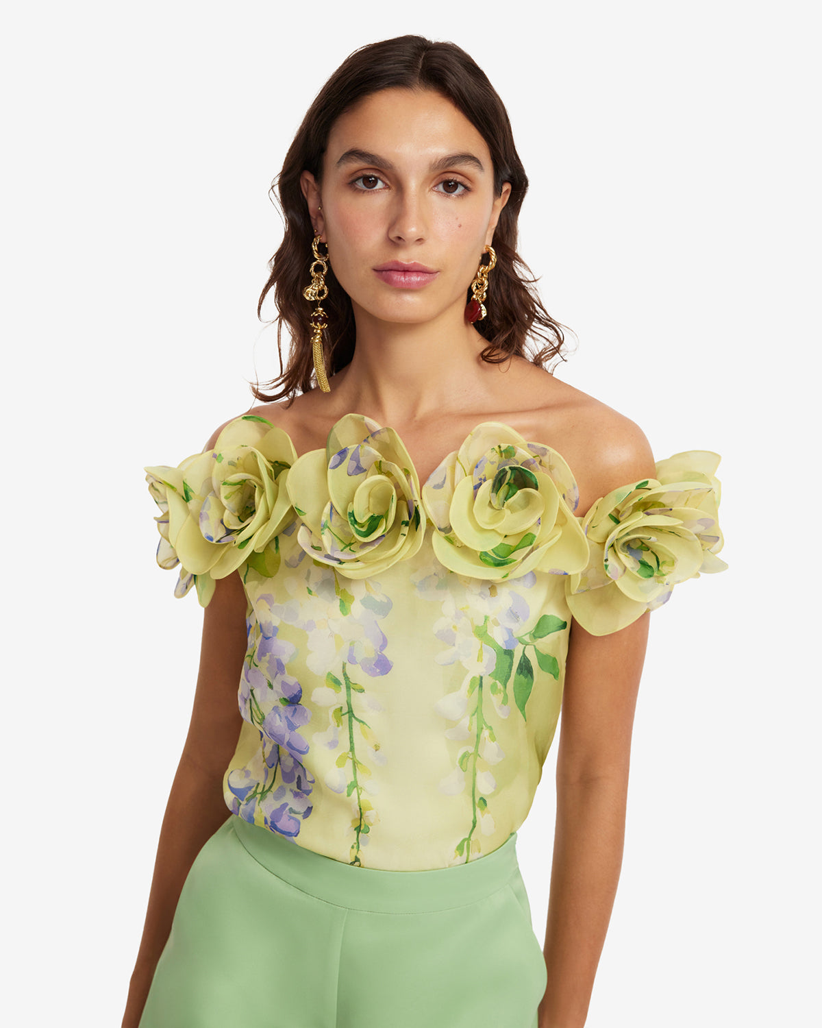 McKayla Off-Shoulder Top - Wisteria Print – LEO LIN