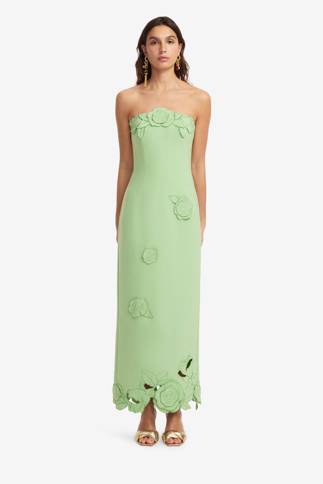 Rayna Appliqu Bustier Maxi Dress - Juniper Green LEO LIN Rayna Appliqu Bustier Maxi Dress - Juniper Green LEO LIN