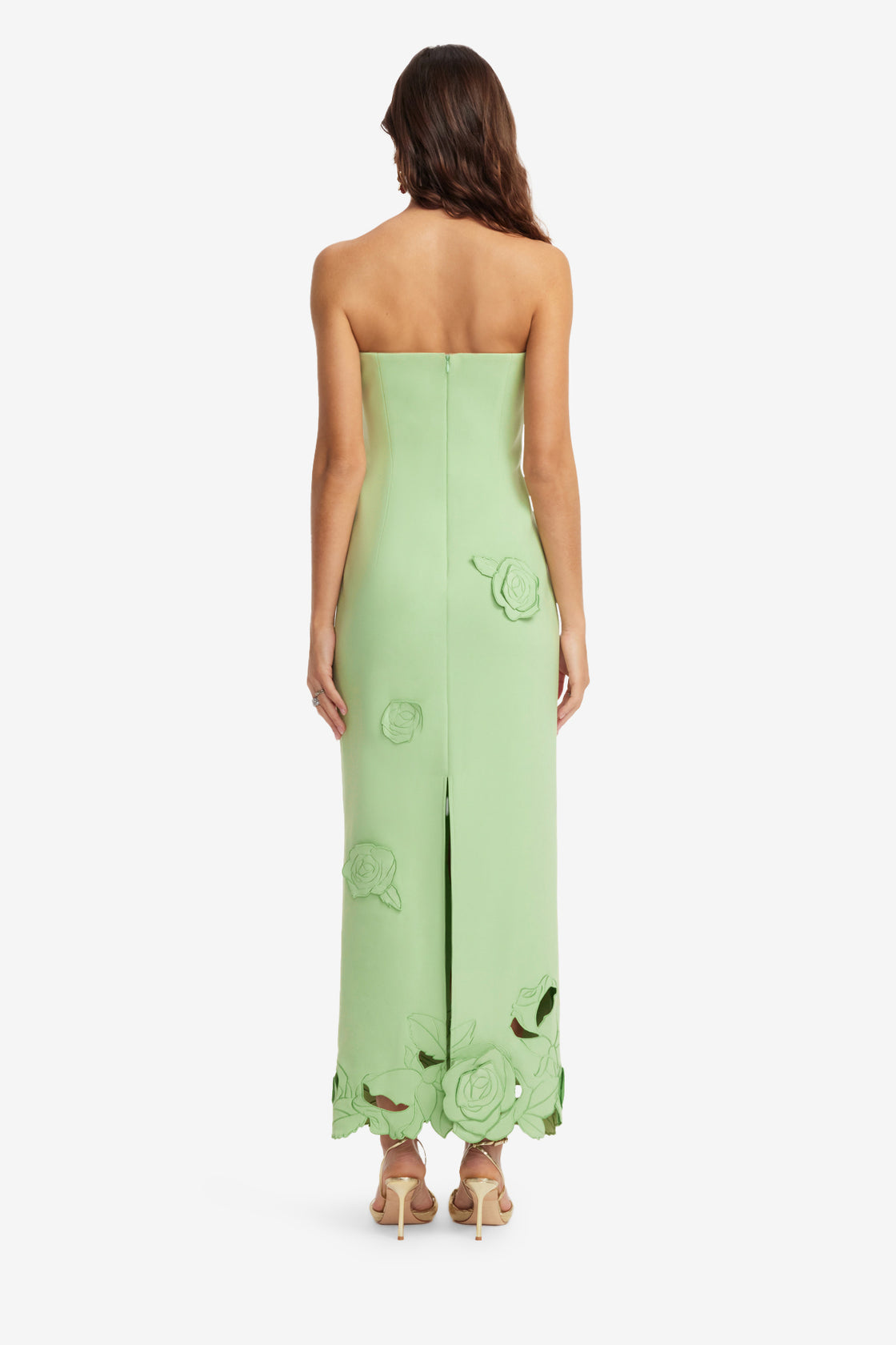 Exclusive LEO LIN Rayna Appliqué Bustier Maxi Dress - Juniper Green