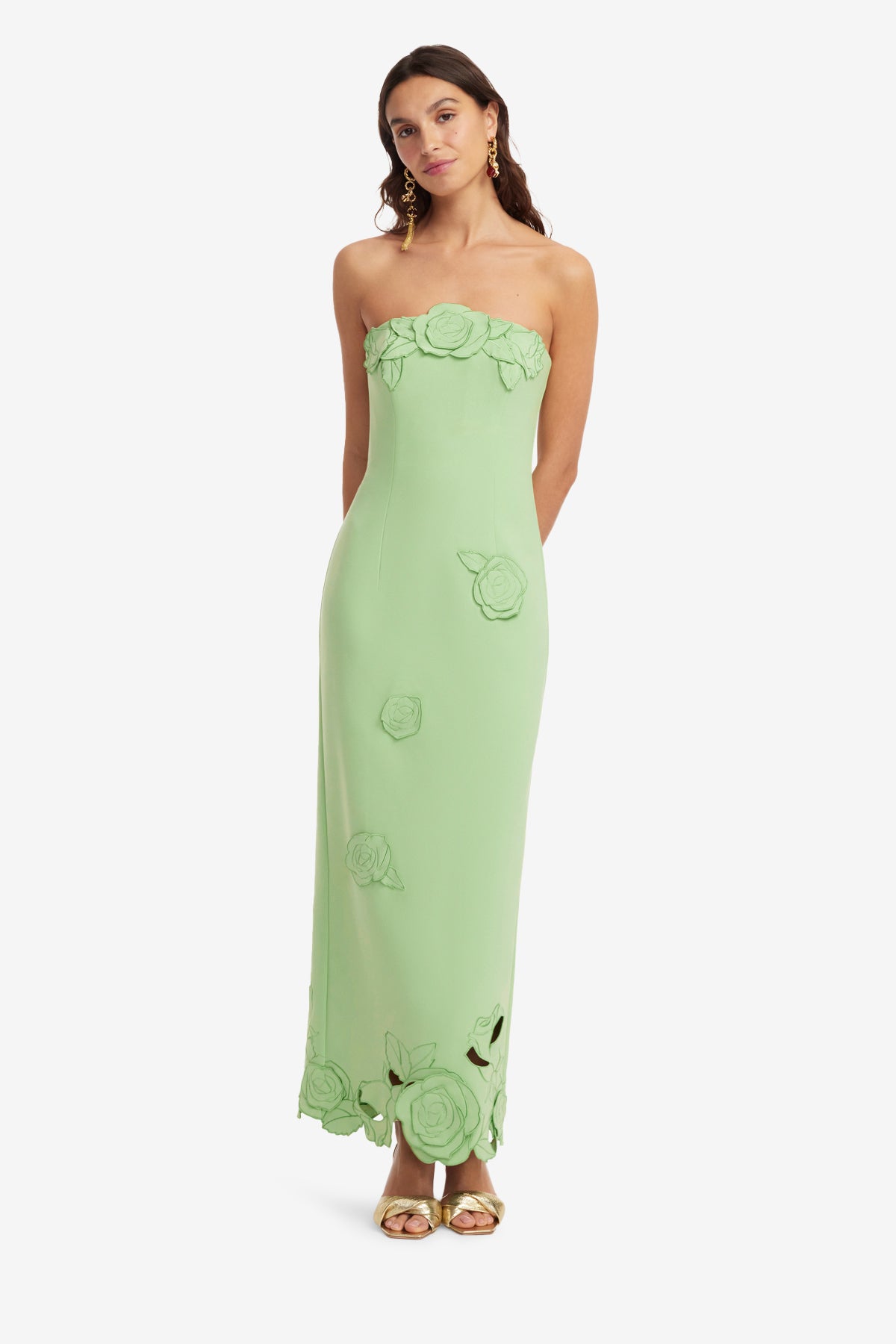 Rayna Appliqué Bustier Maxi Dress - Juniper Green – LEO LIN