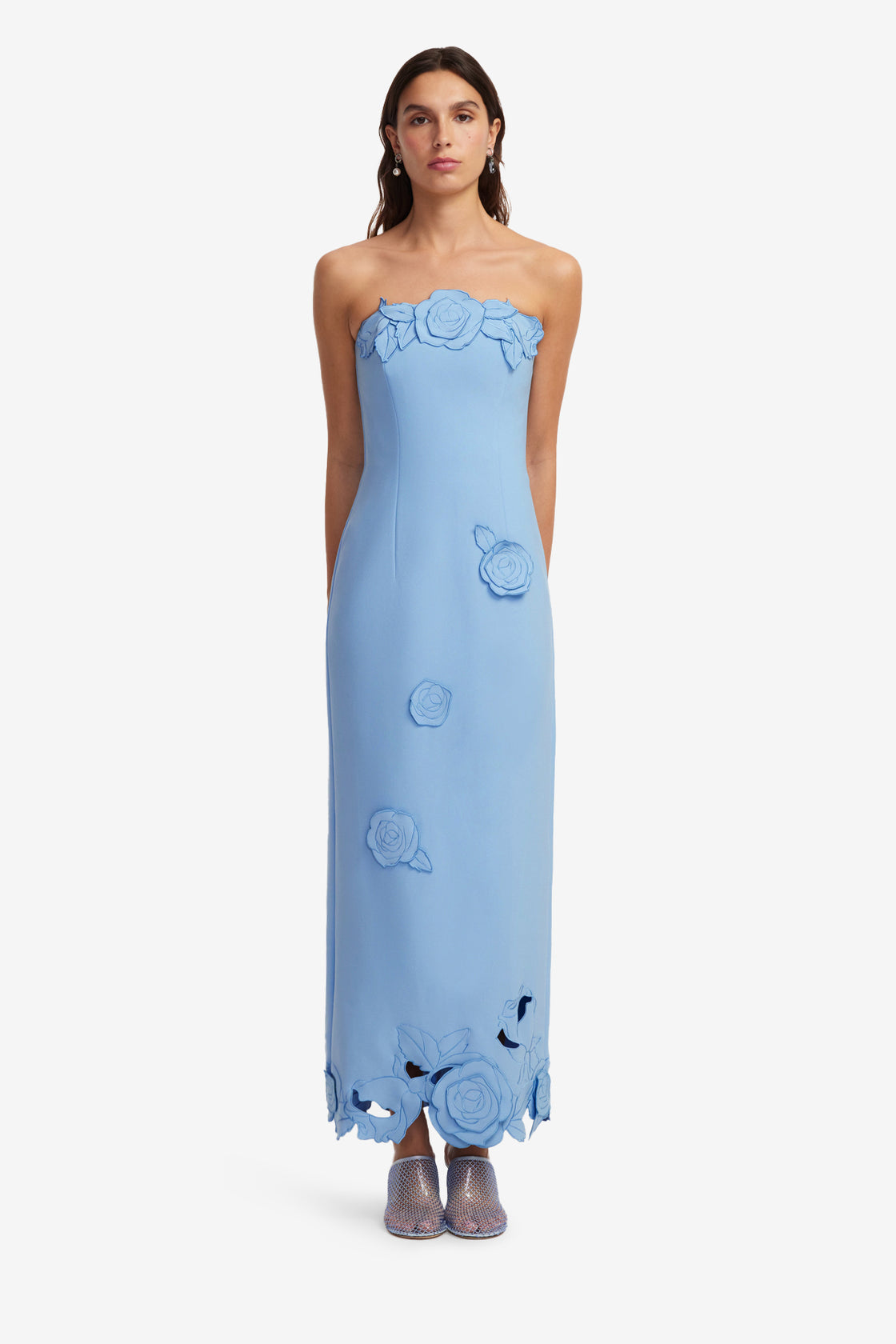 Rayna Appliqu Bustier Maxi Dress - Pastel Blue LEO LIN Rayna Appliqu Bustier Maxi Dress - Pastel Blue LEO LIN