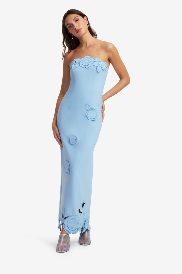 Exclusive LEO LIN Rayna Applique Bustier Maxi Dress - Pastel Blue