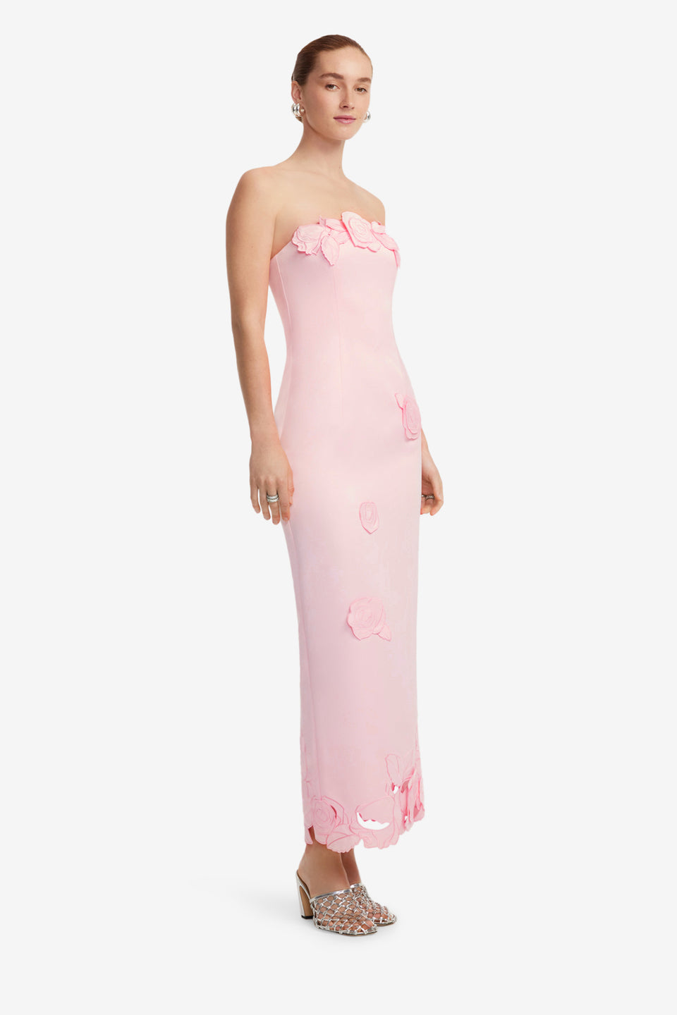 Exclusive LEO LIN Rayna Appliqué Bustier Maxi Dress - Blush Pink