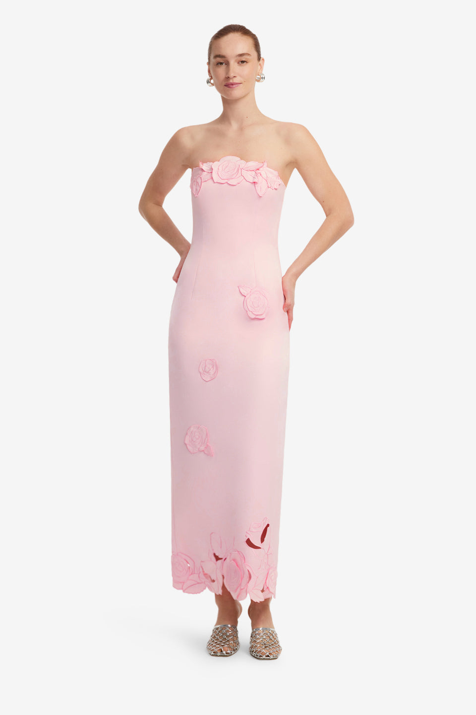 Exclusive LEO LIN Rayna Appliqué Bustier Maxi Dress - Blush Pink