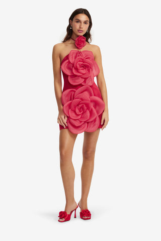 Exclusive LEO LIN Floret Mini Dress - Scarlet