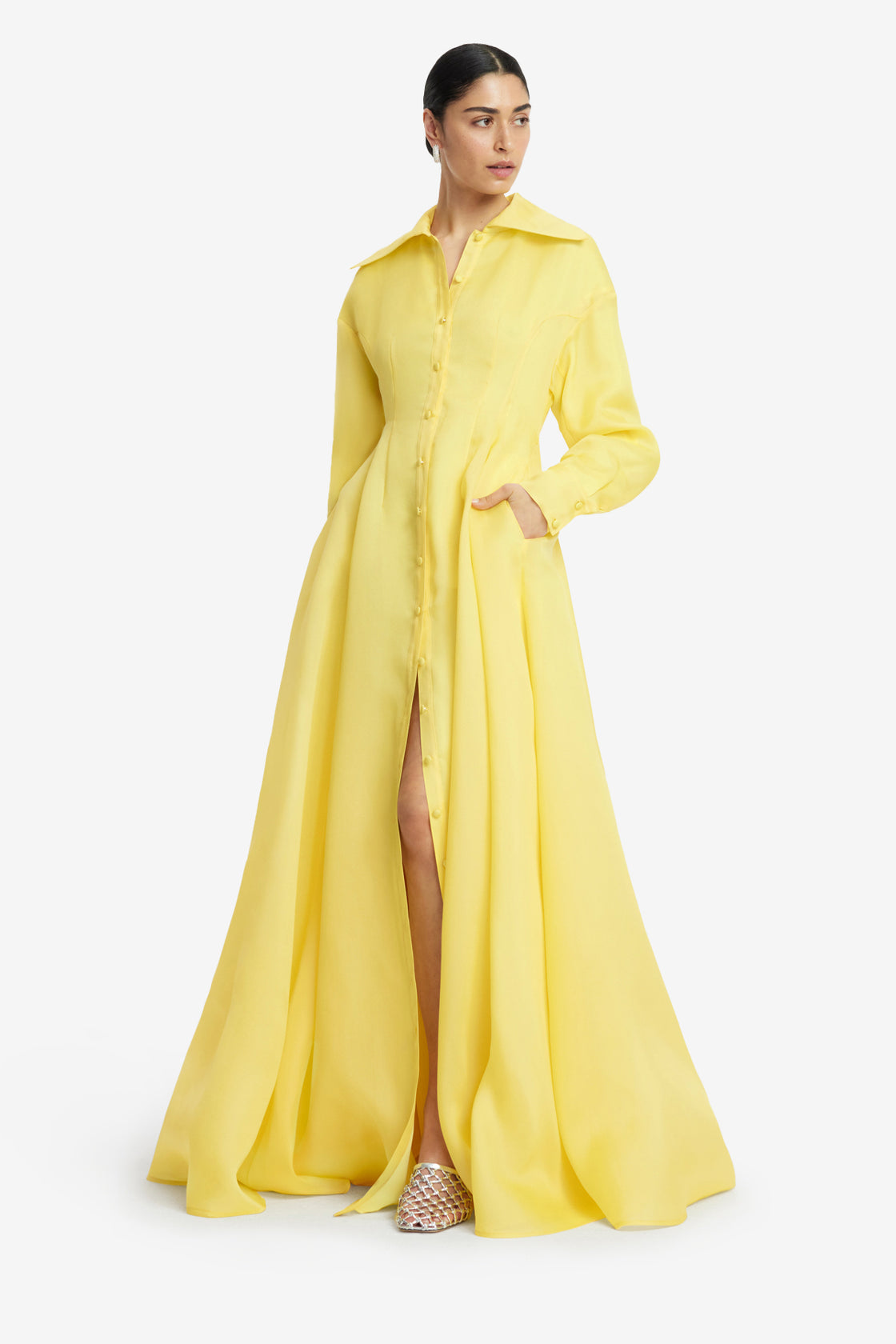 Exclusive LEO LIN Josephine Silk Gown - Limoncello