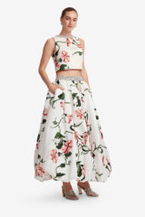 Iris Embellished Top - Vine Print in Snow Tops