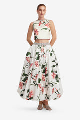 Iris Embellished Top - Vine Print in Snow Tops