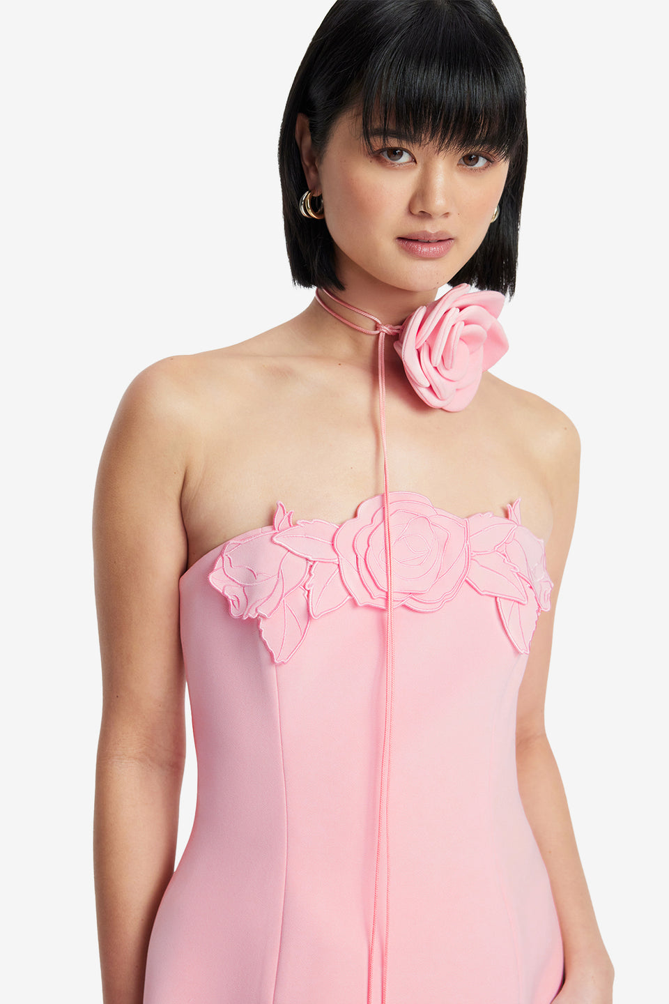 Exclusive LEO LIN Roselle Applique Bustier Mini Dress - Blush Pink