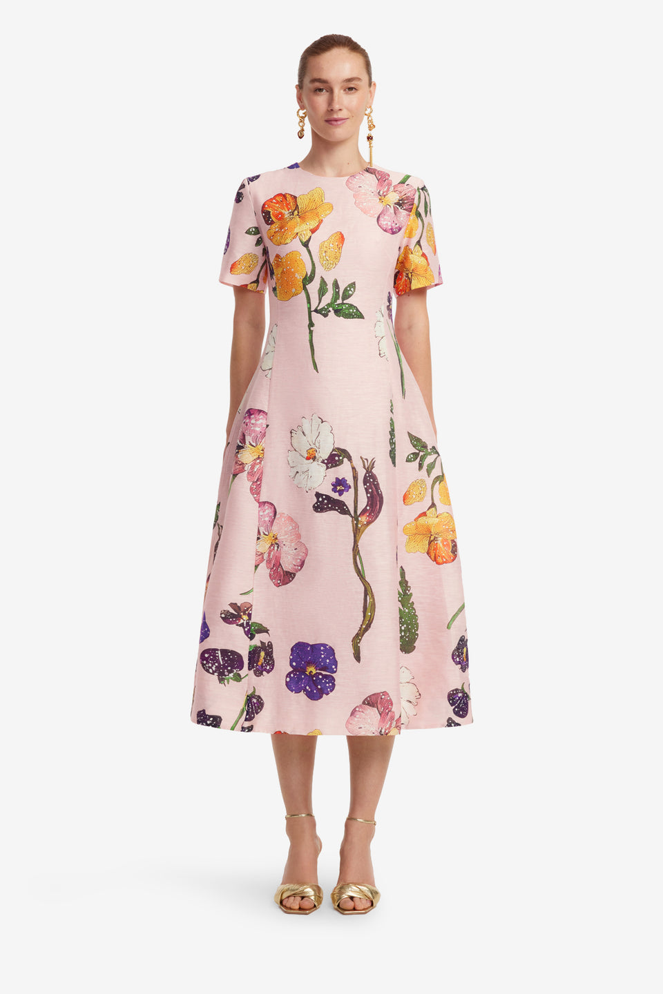 Exclusive LEO LIN Caroline Short Sleeve Midi Dress - Wildbloom