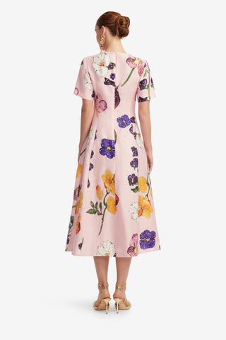 Exclusive LEO LIN Caroline Short Sleeve Midi Dress - Wildbloom