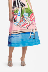 Caroline Short Sleeve Midi Dress - Riviera Print Dress Midi