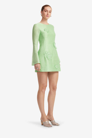 Exclusive LEO LIN Suzanne Appliqué Long Sleeve Mini Dress - Juniper Green