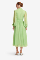 Cassie Tie Neck Midi Dress - Juniper Green Dress Midi