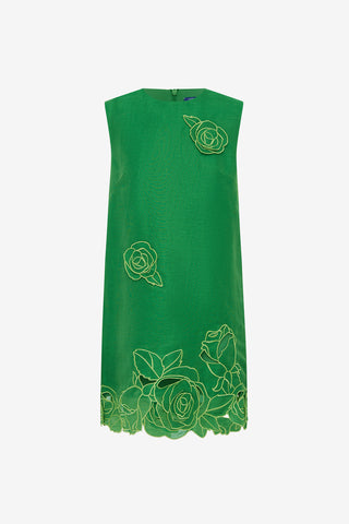 Exclusive LEO LIN Yvonne Applique Mini Dress - Verdant