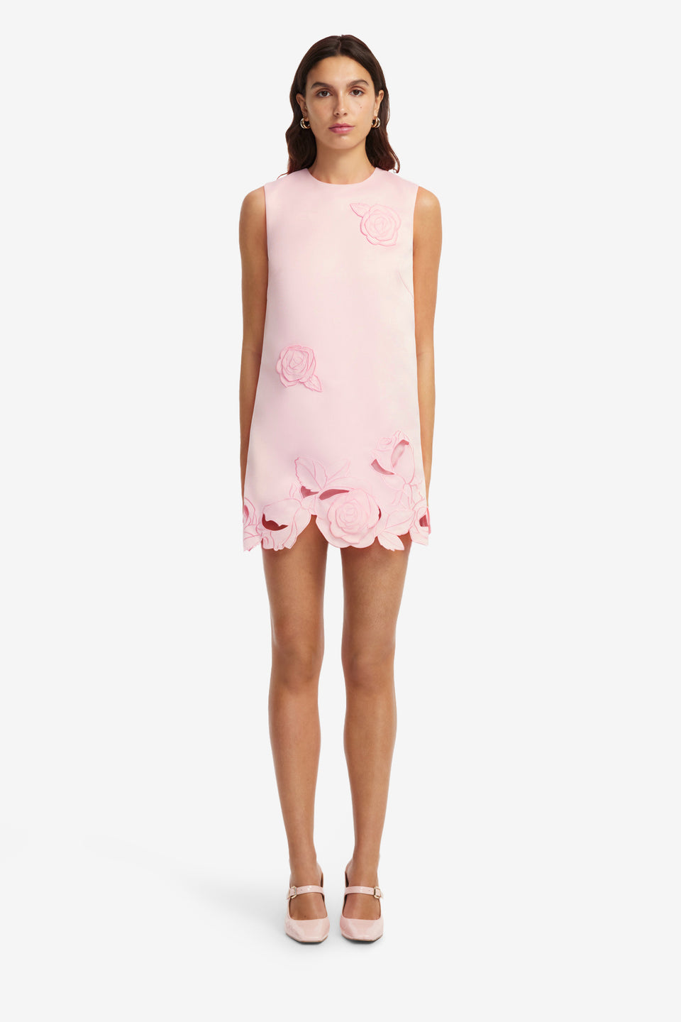 Exclusive LEO LIN Yvonne Appliqué Mini Dress - Blush Pink