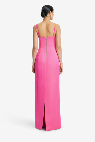 Exclusive LEO LIN Arianna Appliqué Floral Maxi Dress - Peony Print in Fuchsia
