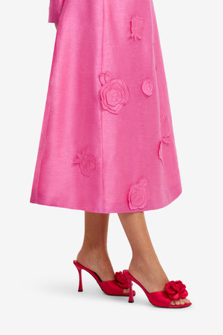 Exclusive LEO LIN Amira Long Sleeve Petal Midi Dress - Fuchsia