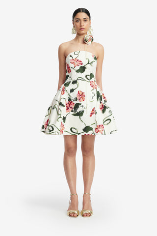 Exclusive LEO LIN Reese Bustier Mini Dress - Vine Print in Snow