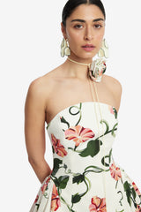 Reese Bustier Mini Dress - Vine Print in Snow Dress Mini