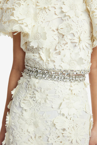 Exclusive LEO LIN Kyra Embellished Lace Maxi Skirt - Snow