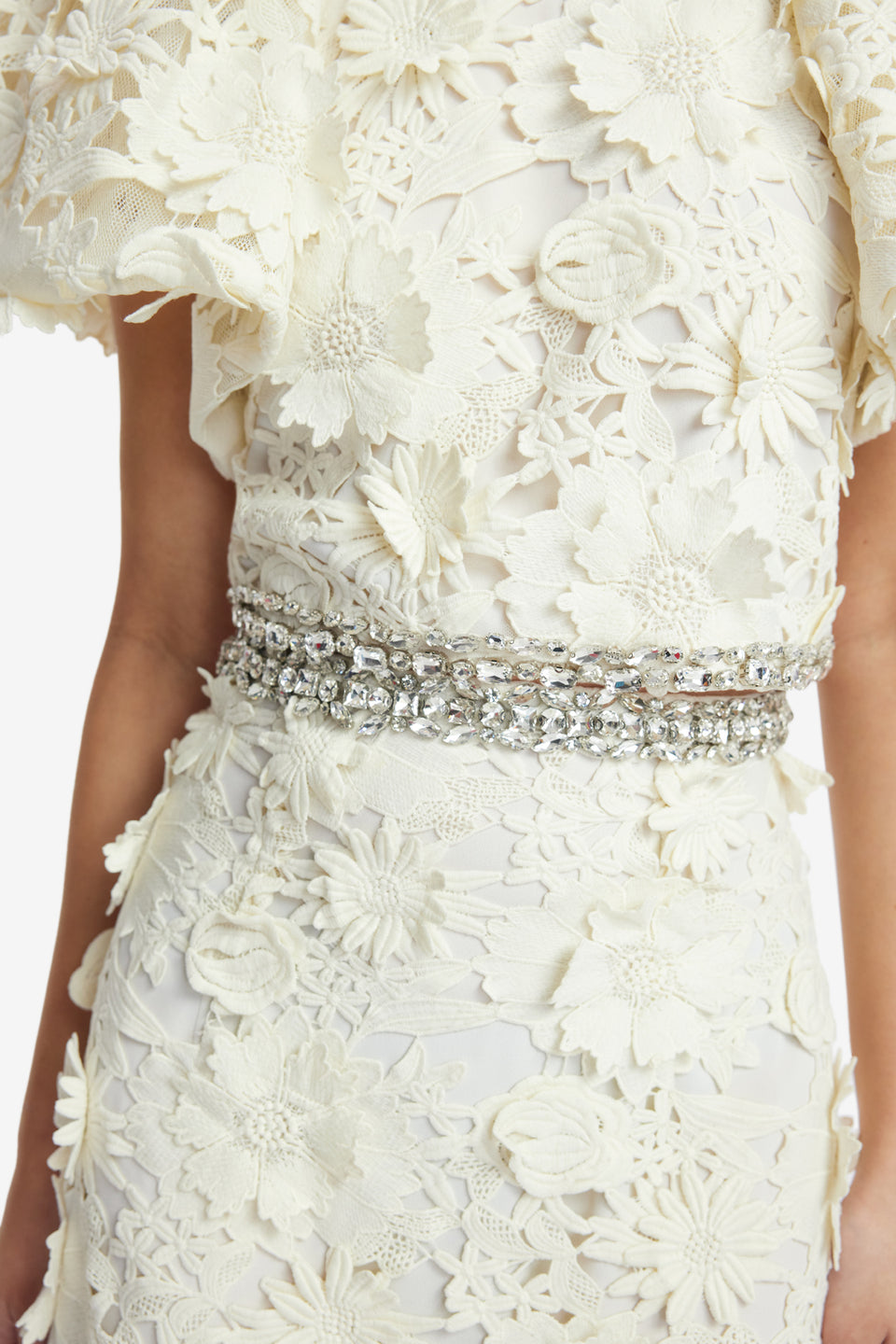 Exclusive LEO LIN Kyra Embellished Lace Maxi Skirt - Snow