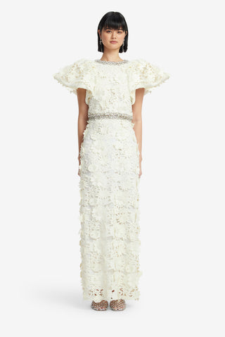 Exclusive LEO LIN Kyra Embellished Lace Maxi Skirt - Snow