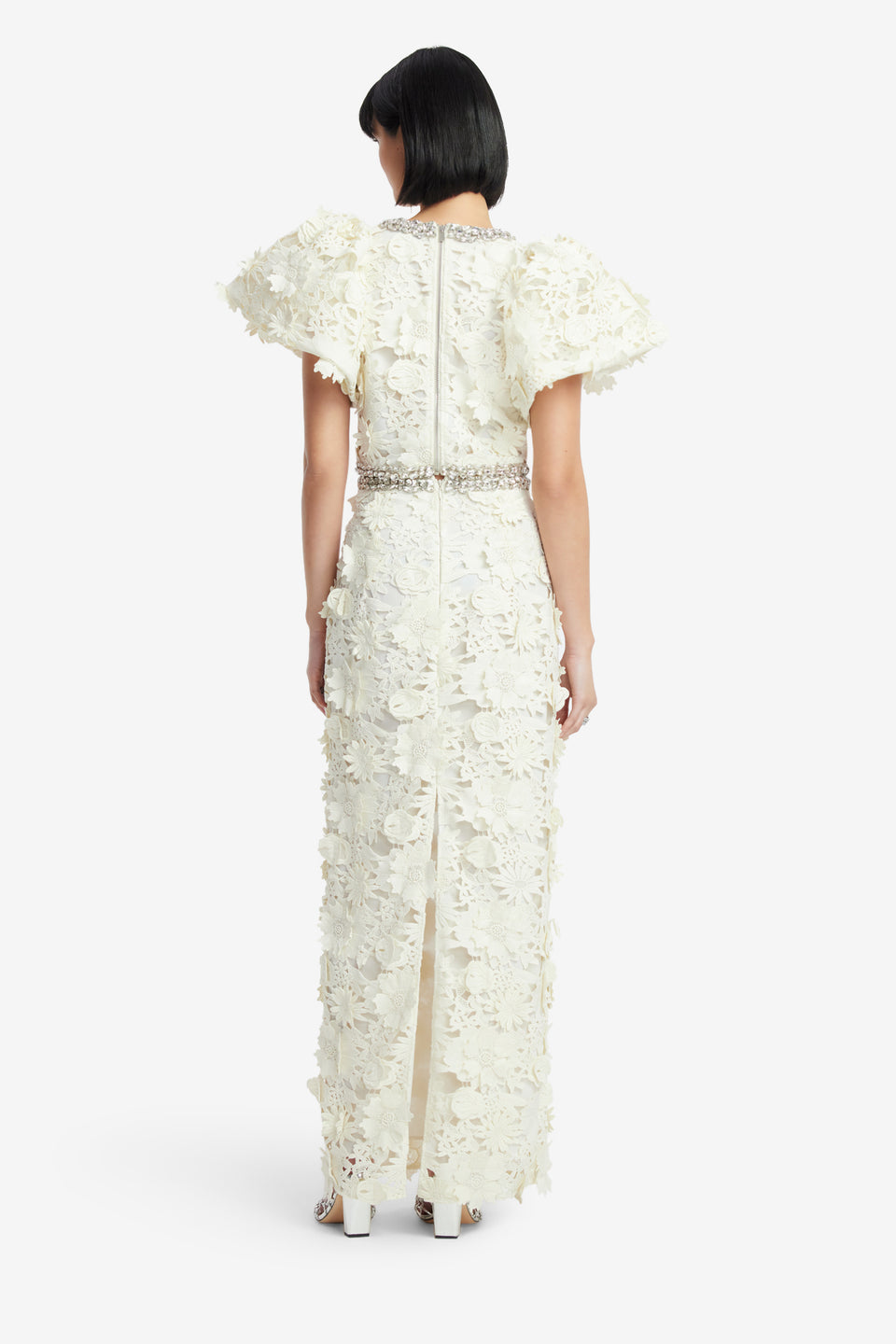 Exclusive LEO LIN Kyra Embellished Lace Maxi Skirt - Snow