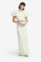 Lucia Embellished Lace Top - Snow Tops