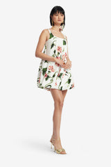 Suki Puff Mini Dress - Vine Print in Snow Dress Mini