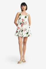 Suki Puff Mini Dress - Vine Print in Snow Dress Mini