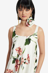 Suki Puff Mini Dress - Vine Print in Snow Dress Mini