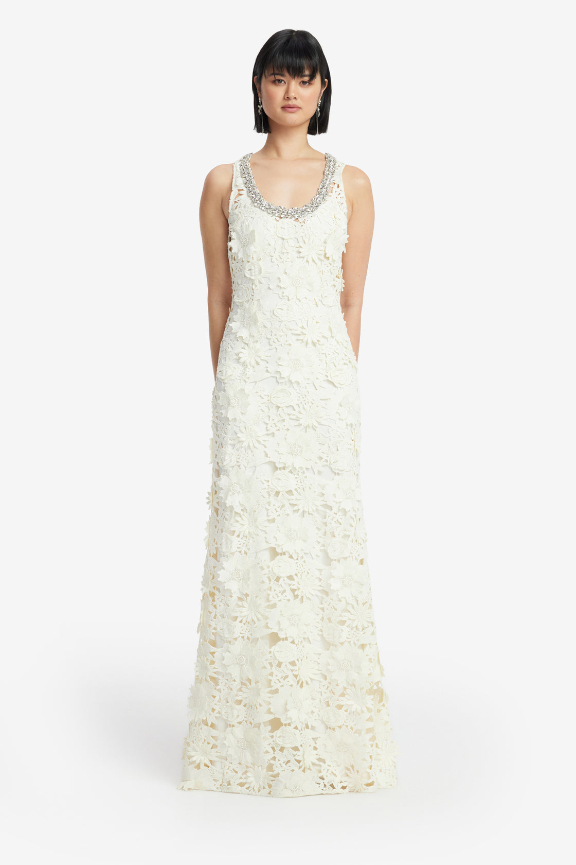 Exclusive LEO LIN Helena Embellished Lace Maxi Dress - Snow