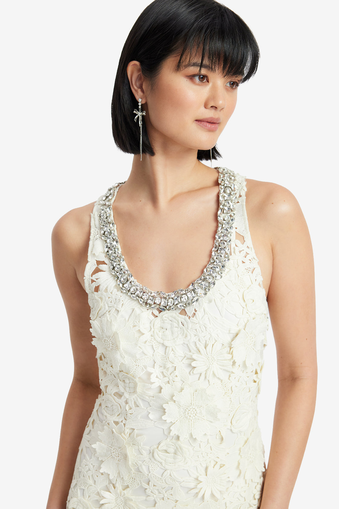 Exclusive LEO LIN Helena Embellished Lace Maxi Dress - Snow