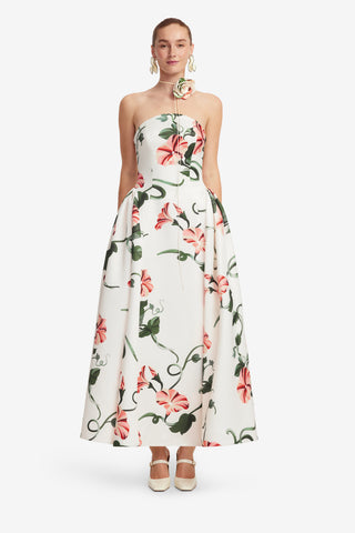 Exclusive LEO LIN Violet Bustier Maxi Dress - Vine Print in Snow