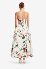Violet Bustier Maxi Dress - Vine Print in Snow Dress Maxi