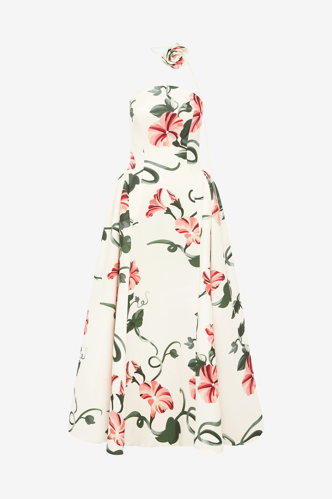 Exclusive LEO LIN Violet Bustier Maxi Dress - Vine Print in Snow