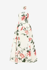 Violet Bustier Maxi Dress - Vine Print in Snow Dress Maxi